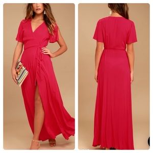 Lulus Red Wrap Maxi Dress Size S